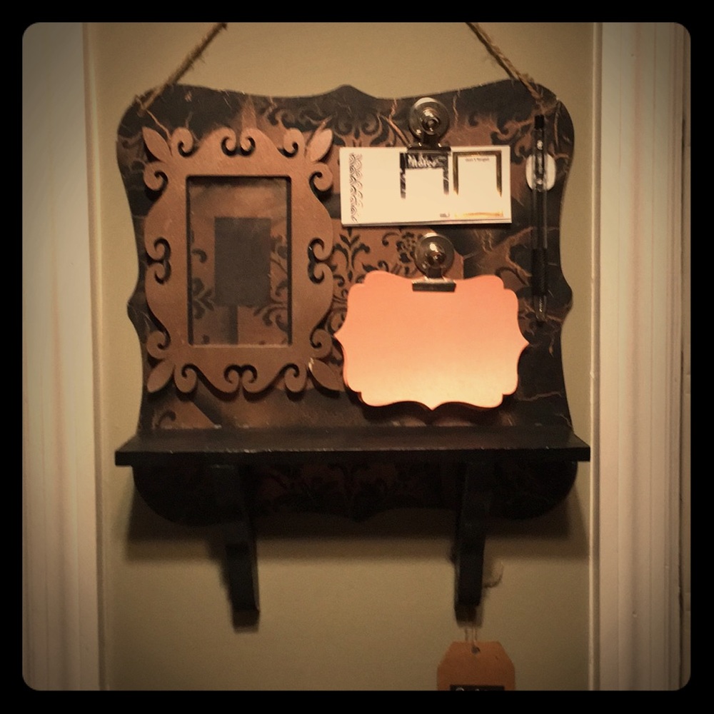 Handcrafted letter station with frame and shelf